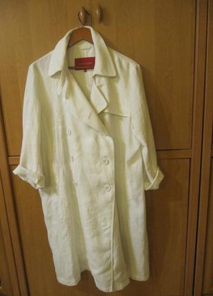 Лляний кардиган із ніжною вишивкою 52-54р.