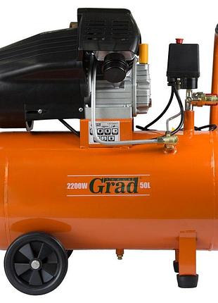 Компрессор grad 2.2квт 386л/мин 8бар 50л (2 крана) для автомобиля и дома мощный портативный насос ve-33
