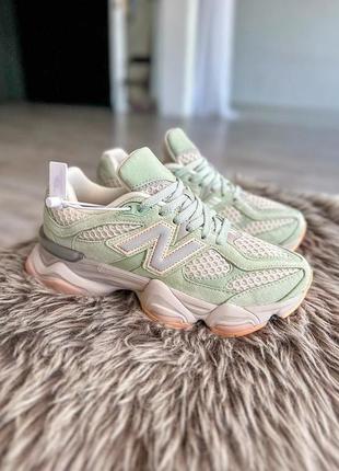 Красивые женские кроссовки new balance 9060 mint beige светло-зелёные