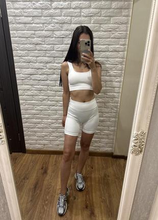 Спортивный костюм лосины топ велосипедки в рубчик s , xs2 фото