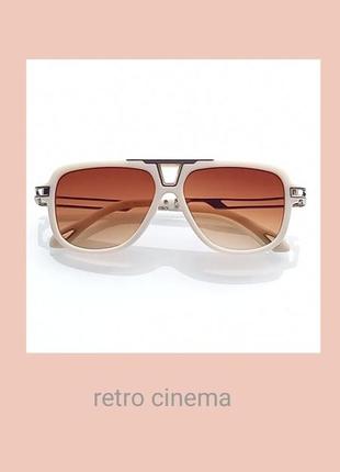Імідж о_окуляри unisex uv400 "retro cinema" vintage luxury градієнт лінз в біло-крем оправі з хромом сонцезахисні