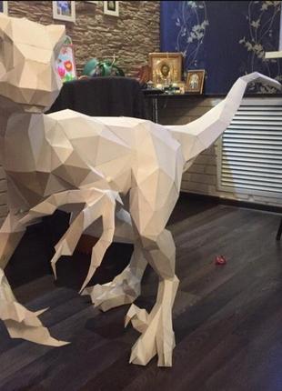 Paperkhan конструктор из картона динозавр велоцерапто оригами papercraft 3d фигура развивающий набор антистрес