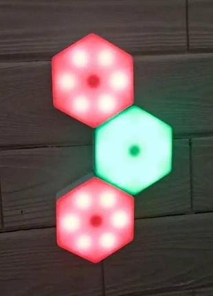 Шестигранный цветной сенсорный led светильник 3 шт