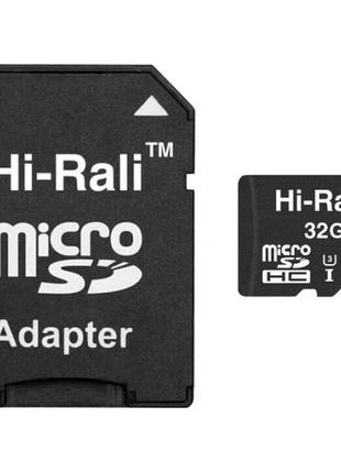 Карта пам'яті hi-rali microsdhc 32gb uhs-i u3 class 10 + sd-adapter (hi-32gbsd10u3-01) (код товару:35904)1 фото