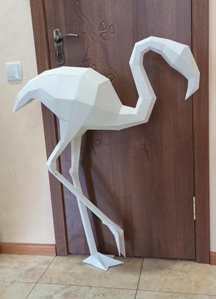 Конструктор із картону фламінго птиця оригамі low poly papercraft 3d фігура розвивальний набір антистрес