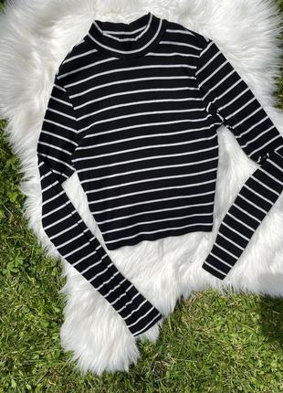 Чорно білий топ в смужку h&m/водолазка в смужку