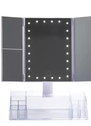 Дзеркало органайзер косметичне з led-підсвіткою компактний дизайн і мобільність, висота
35 см