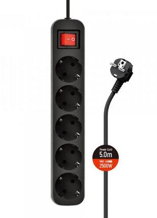 Мережевий фільтр сolorway cw-psea55bk 5 розеток 5м 10а чорний