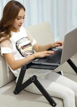 Столик трансформер для ноутбука laptop table t8 портативная подставка с вентилятором