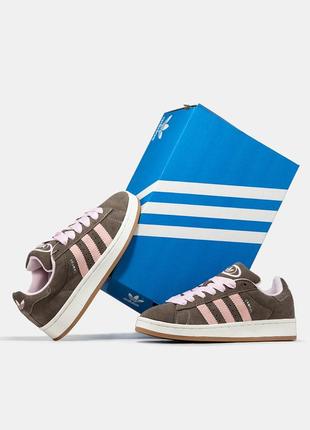 Жіночі кросівки adidas campus brown pink адідас кампус коричневого з рожевим кольорів
