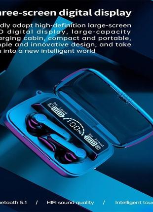 Бездротові сенсорні навушники bluetooth гарнітура в кейсі з повербанком з мікрофоном та фонариком2 фото