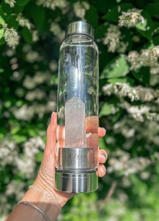 Бутылка для воды на подарок с кристаллом гиркого хрусталя “luna energy”