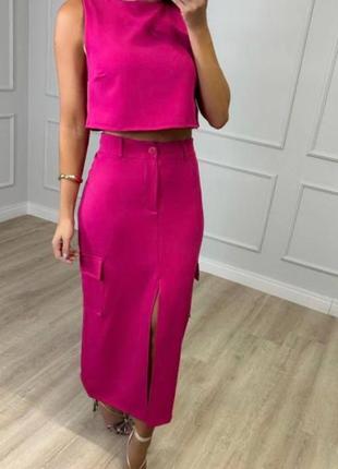 Костюм прямая женская юбка миди разрез длинный облегающий карандаш длинная укороченный...