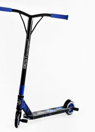 Самокат трюковий best scooter black ice hic-система пеги алюмінієвий диск та дека колеса pu 100 кг синій з