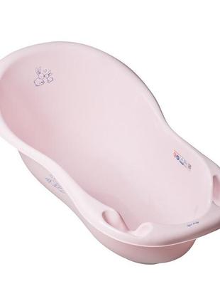 Ванночка 102 см lux "зайчики" зі зливом (світло-рожевий)
