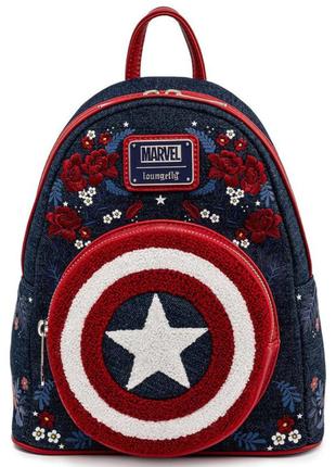 Рюкзак loungefly marvel captain america floral shield mini (mvbk0165)