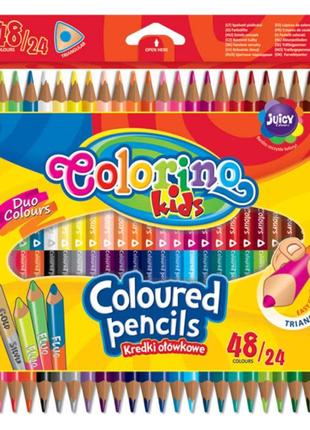 Олівці кольорові трикутні colorino двосторонні 24 шт і 48 кольору (51705ptr)