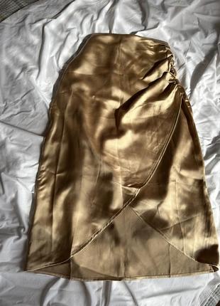 Атласная женская юбка миди