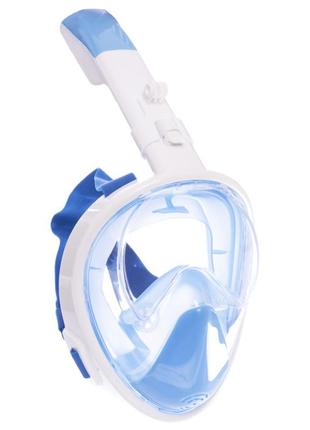 Маска для снорклінгу з диханням через ніс swim one f-118 (силікон, пластик, р-р l-xl) білий-блакитний (pt0838)