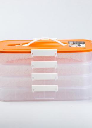 Контейнер для еды многоуровневый для замораживания и хранения продуктов в холодильнике 16.5 см оранжевый2 фото
