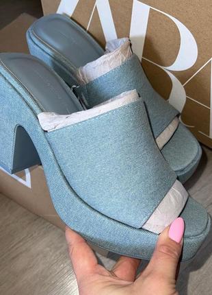 Шикарные мюли bershka, джинсовые шлепанцы в стиле zara