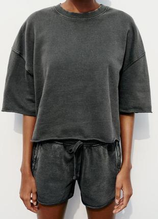Сіра oversize футболка zara7 фото