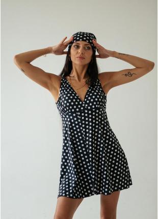 9017-3 swimdress слитный купальник - платье горошек ods. размеры от s до 7xl