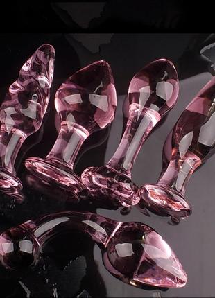 Анальна пробка скло pink twisted 2