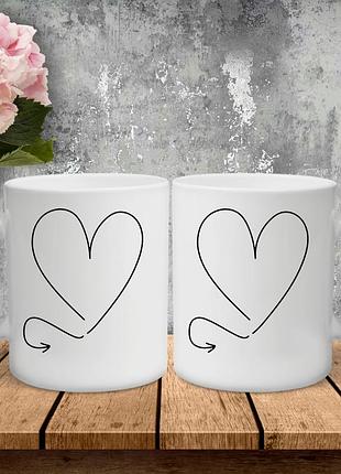 Парные чашки с принтом - сердечки!