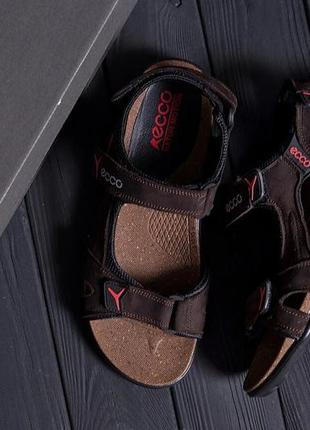 Мужские кожаные сандалииecco active drive brown10 фото