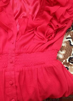 Брендовое красное нарядное платье сарафан декольте h&m, 38 размера. 7