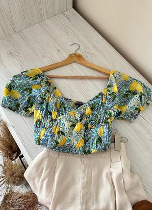 Новый хлопковый топ primark лимонный принт 🍋🍋