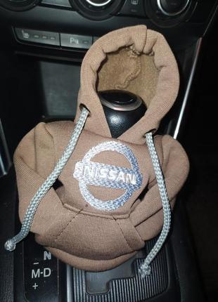 Чехол кофта худи аксессуар на кпп car hoodie ниссан nissan коричневый  подарок автомобилисту 10070