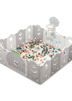 Манеж babyplaypen "магічний ліс" вбудоване баскетбольне кільце 165*165*62 сірий1 фото