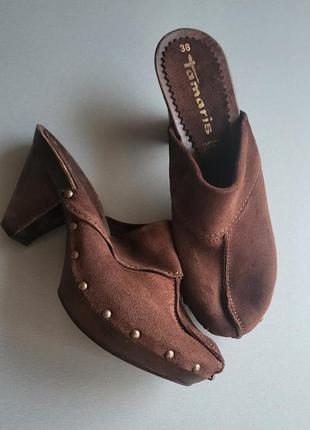 Сабо клоги кожаные от tamaris