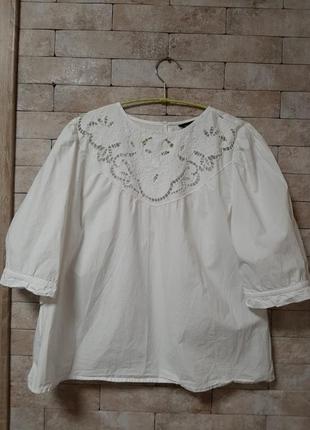 Бавовняна блуза з вишивкою