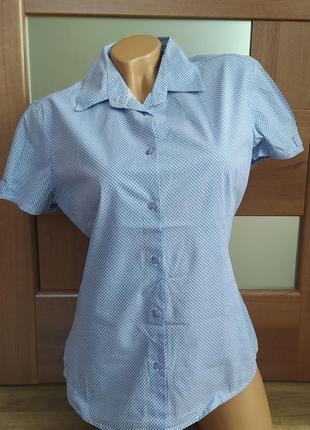 Хлопковая блузка рубашка голубая от дороги итальянского бренда nara camicie