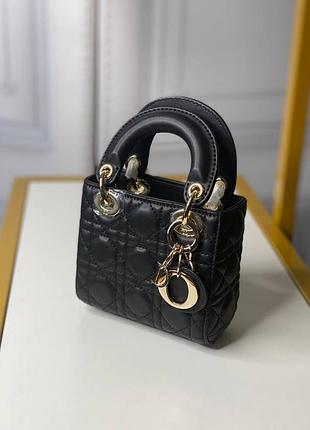Брендовая кожаная сумка в стиле lady dior micro
