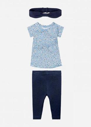 Костюм (футболка и леггинсы и повязка) для девочки lupilu lidl 362200 050-56 см (0-2 months) синий