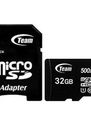 Карта пам'яті team microsdhc 32gb uhs-i class 10 black + sd-adapter (tusdh32gcl10u03) (код товару:35905)2 фото