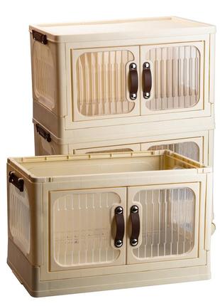 Складной комод пластиковый на 3 полки для хранения вещей на колесиках портативный 47 х...