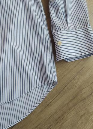 Бавовняна біла в смужку сорочка оверсайз uniqlo/рубашка з чоловічого плеча7 фото