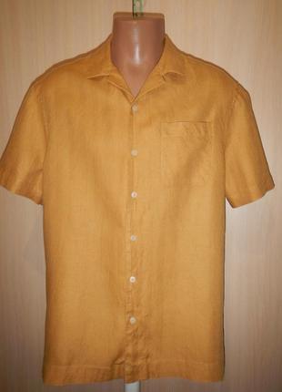 Льняная тенниска рубашка marks &amp; spencer p.m 100% лен