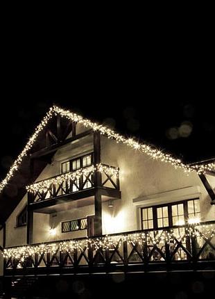Гирлянда уличная бахрома (дождик) icicle 120led, теплый белый с мерцанием (флеш), 5м...