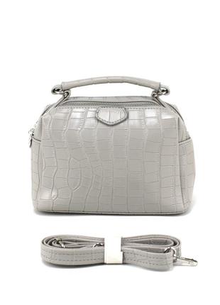 Небольшая женская сумка кросс-боди из экокожи voila 712215-1 светло-серая