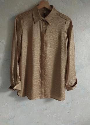 Женская рубашка coyaconcept s 44р., вискоза с полиэстром, золотистая