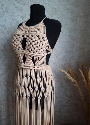 Платье вечернее для фотосессии на купальник парео туника на пляж макраме платье из...