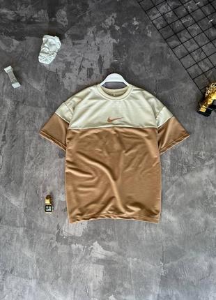 Мужская футболка nike на лето в кофейном цвете premium качества, стильная и удобная футболка на каждый день