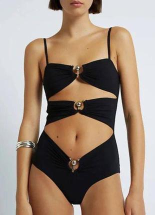 Купальник черный в стиле christopher esber сплошной