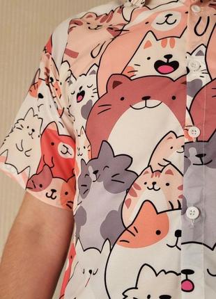 Новая летняя рубашка с котиками, размер м